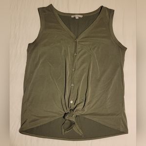 Green Envelope Sleeveless Tie Front Tank